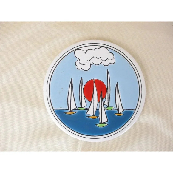 Sea life enamel coasters, Greece, mosaic‎ like - Picture 2 of 6